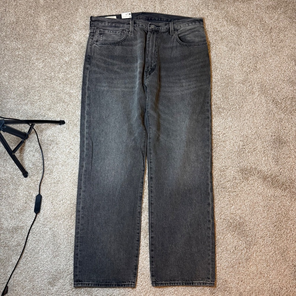 Levi's 555 Relaxed Straight Jeans Mens 36x32 Black Premium Denim Wash